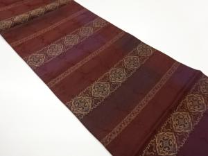 横段に華紋模様織出し袋帯